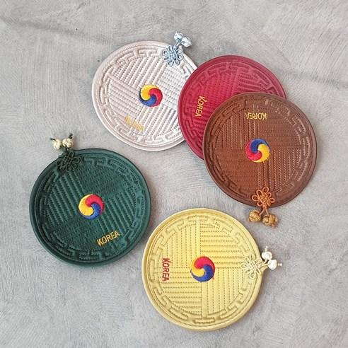 [Drida Shop] Korean Traditional Souvenir Luxury Embroidery Crafts Coaster 5P Set